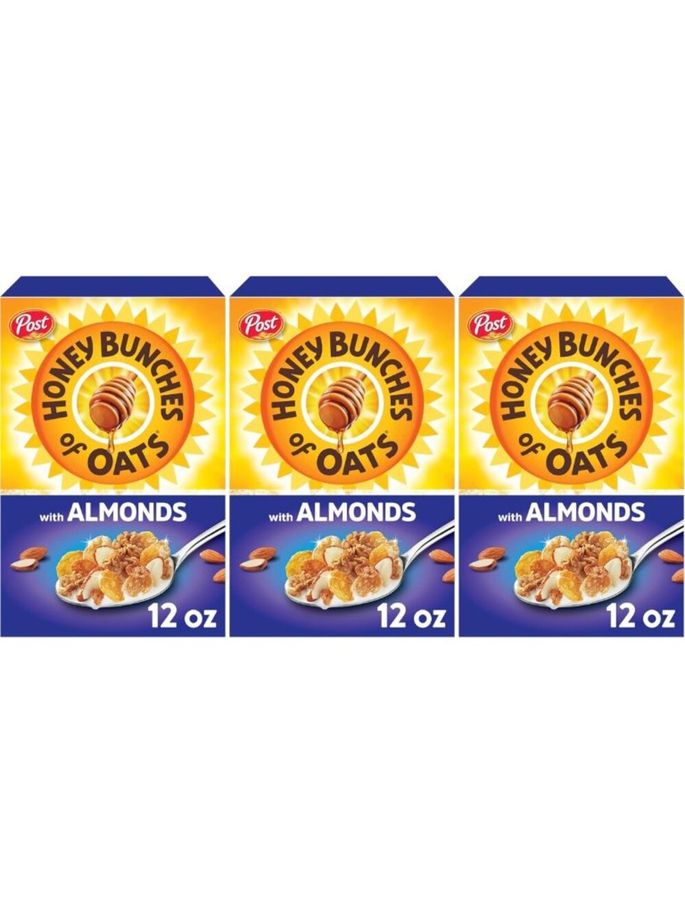 Nutritious Almond Oat Cereal - Honey Granola Clusters, 12 oz Box, Pack of 3